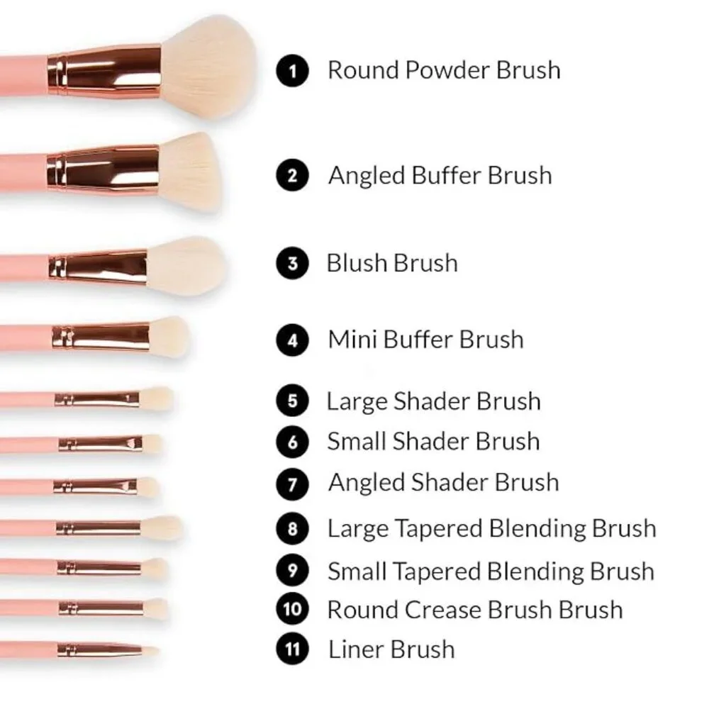 BH Cosmetics Weekend Vibes Brunch Bunch 11 Piece Full Size Makeup Brush Set -NIB